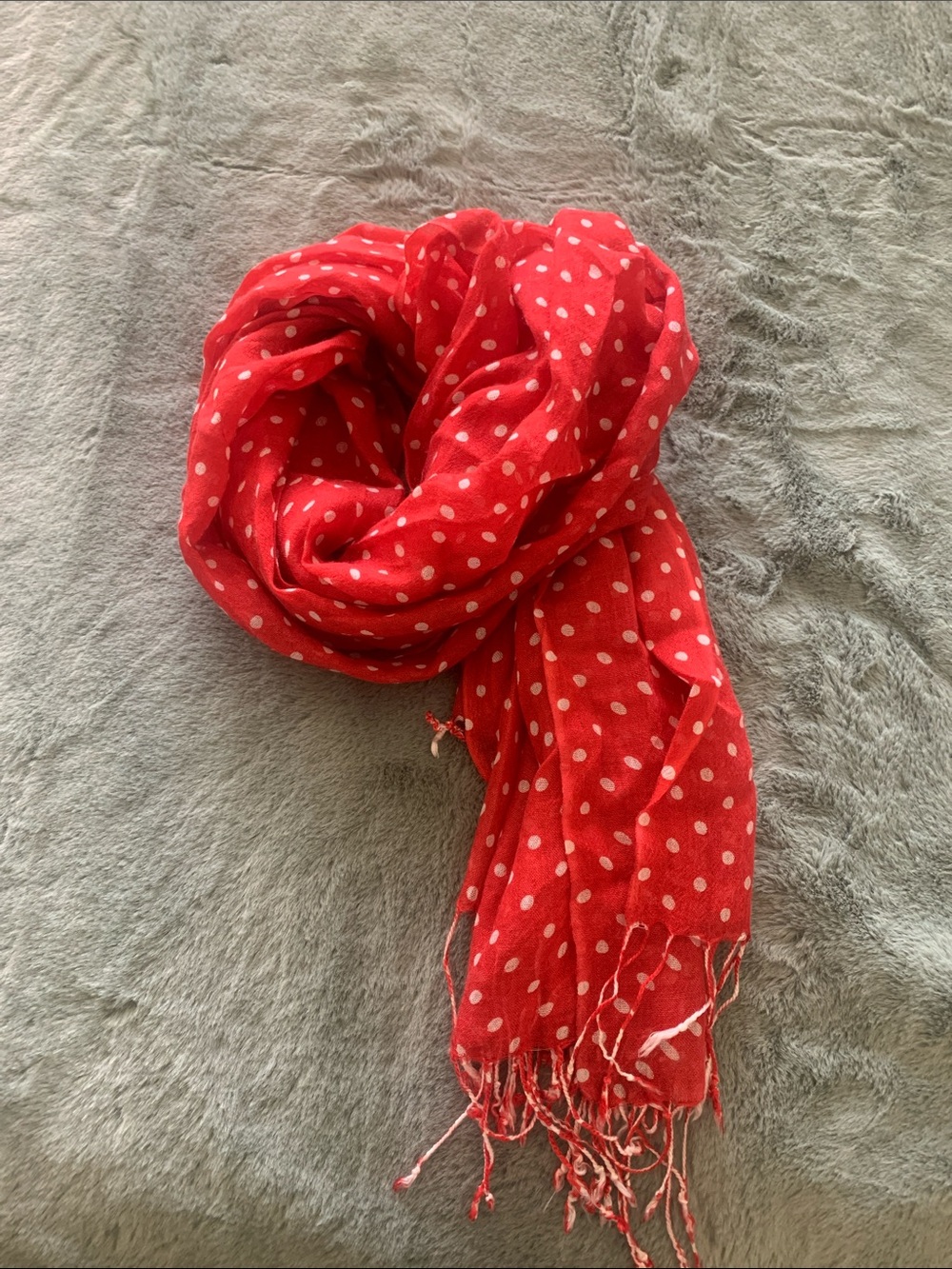Polka Dot Red Lightweight Scarf - Women's Accessory❤️